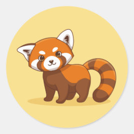 Schattige rode panda op geel ronde sticker