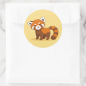 Schattige rode panda op geel ronde sticker (Tas)