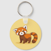 Schattige rode panda op geel sleutelhanger (Voorkant)