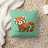 Schattige Rode Panda op Groen Kussen (Deken)