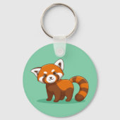 Schattige rode panda op groen sleutelhanger (Voorkant)