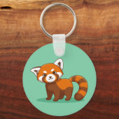 Schattige rode panda op groen sleutelhanger (Voorkant)