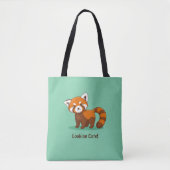 Schattige rode panda op groen tote bag (Voorkant)