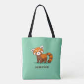 Schattige rode panda op groen tote bag (Achterkant)