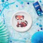 schattige rode panda papieren bordje (Feest)