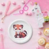 schattige rode panda papieren bordje (Feest)