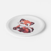 schattige rode panda papieren bordje (Gekanteld)