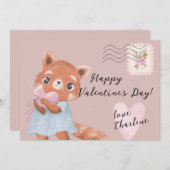 Schattige Rode Panda Postbrief Valentijnsdag Feestdagenkaart (Voorkant / Achterkant)