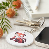 schattige rode panda sleutelhanger (Voorkant Rechts)