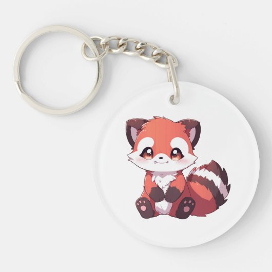 schattige rode panda sleutelhanger (Voorkant)