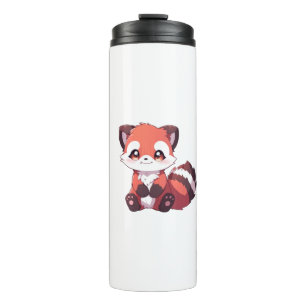 schattige rode panda thermosbeker