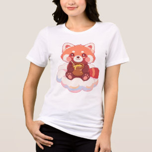 Schattige Rode Panda Tri-Blend Shirt
