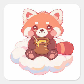 Schattige Rode Panda Vierkante Sticker