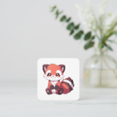 schattige rode panda vierkante visitekaartje (Staand voorkant)