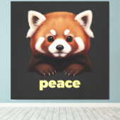 Schattige rode panda "Vrede" Illustratie voor kind Canvas Afdruk (Insitu (Houten vloer))