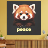 Schattige rode panda "Vrede" Illustratie voor kind Canvas Afdruk (Insitu (Woonkamer))
