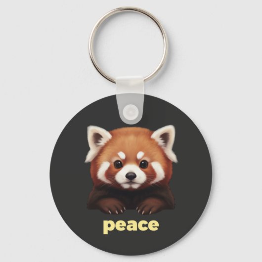 Schattige Rode Panda "Vrede" Illustratie voor Kind Sleutelhanger (Voorkant)