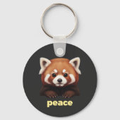Schattige Rode Panda "Vrede" Illustratie voor Kind Sleutelhanger (Achterkant)