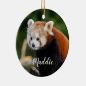 Schattige Rode Panda Vuur Vos Persoonlijk Keramisch Ornament (Rechts)