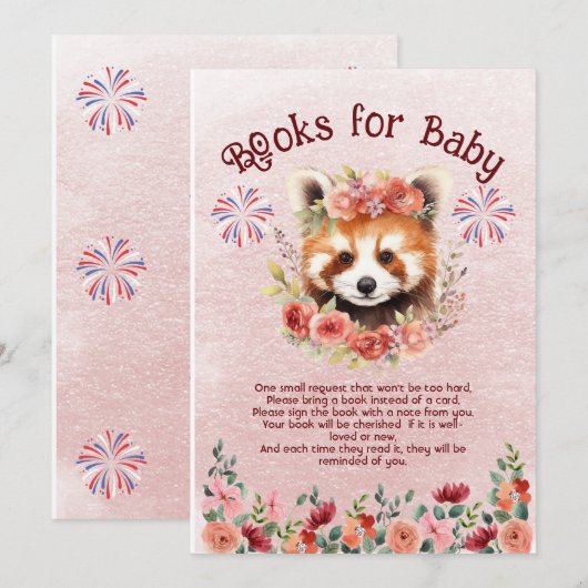 Schattige rode pandabeer boeken voor baby kaart (Voorkant / Achterkant)