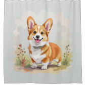 Schattige rode Pembroke Welsh Corgi hond Douchegordijn (Voorkant)