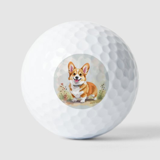 Schattige rode Pembroke Welsh Corgi hond Golfballen (Voorkant)