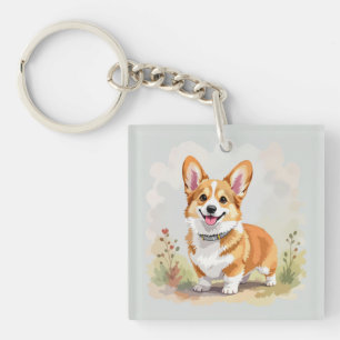 Schattige rode Pembroke Welsh Corgi hond Sleutelhanger