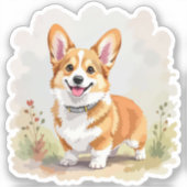 Schattige rode Pembroke Welsh Corgi hond Sticker (Voorkant)