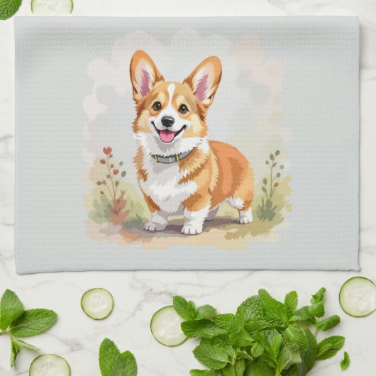 Schattige rode Pembroke Welsh Corgi hond Theedoek (Gevouwen)