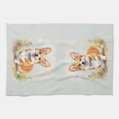 Schattige rode Pembroke Welsh Corgi hond Theedoek (Horizontaal)