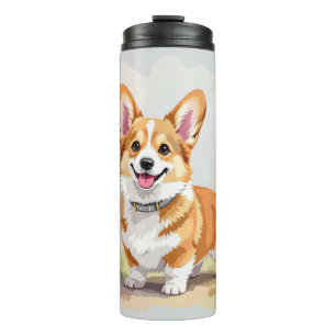 Schattige rode Pembroke Welsh Corgi hond Thermosbeker