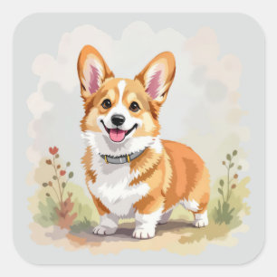 Schattige rode Pembroke Welsh Corgi hond Vierkante Sticker