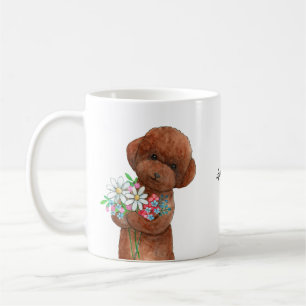 Schattige Rode Poodle Doodle Puppy Bloem Aangepast Koffiemok
