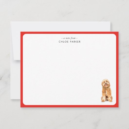 Schattige rode rand Golden Doodle Kerst bedankt (Voorkant)