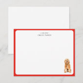 Schattige rode rand Golden Doodle Kerst bedankt (Voorkant / Achterkant)