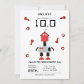 Schattige Rode Robot Thema Kinder Robots Verjaarda Kaart (Voorkant)