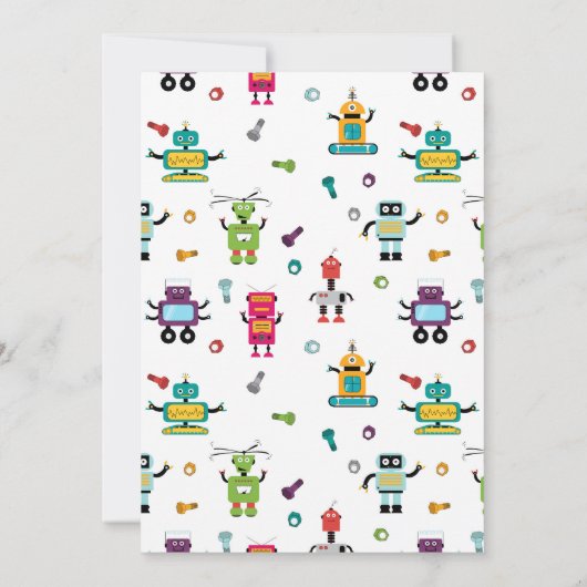 Schattige Rode Robot Thema Kinder Robots Verjaarda Kaart (Achterkant)