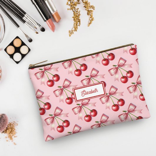 Schattige rode roze strik kers Persoonlijk Etui