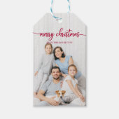 Schattige Rode Script Prettig Kerstmis Persoonlijk Cadeaulabel (Voorkant)