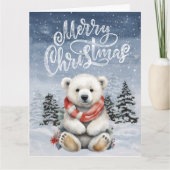 Schattige Rode Sjaal Polar Beer Kerst Kaart (Voorkant)