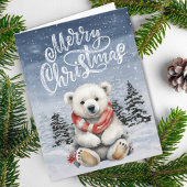 Schattige Rode Sjaal Polar Beer Kerst Kaart