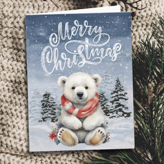 Schattige Rode Sjaal Polar Beer Kerst Kaart