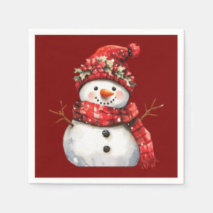 Schattige rode sneeuwman Kerstmis  Servet