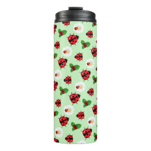 Schattige rode stip Ladybug Madeliefje zomer bloem Thermosbeker