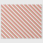 schattige rode strepen kerstpapier cadeaupapier (Vlak)