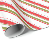 schattige rode strepen kerstpapier cadeaupapier (Rol Hoek)