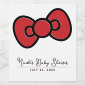 Schattige rode strik fantasievolle baby shower  wijn etiket (Enkel label)