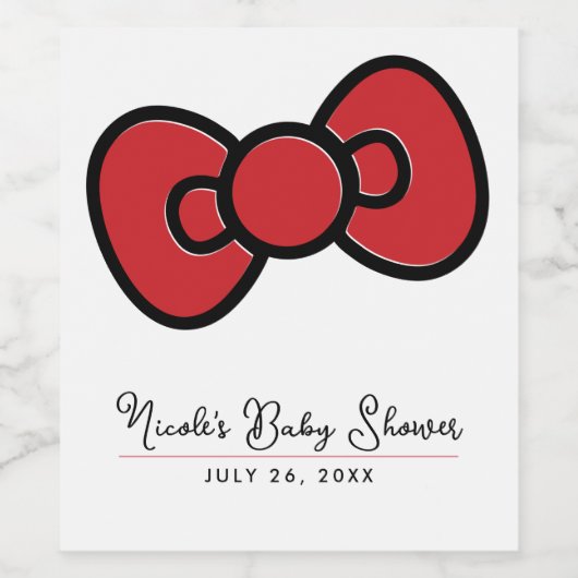 Schattige rode strik fantasievolle baby shower  wijn etiket (Enkel label)