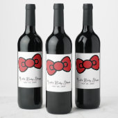 Schattige rode strik Whimsical baby shower Wijn Etiket (Flessen)