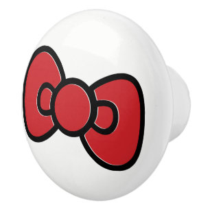 Schattige Rode Strik Whimsisch Keramische Knop
